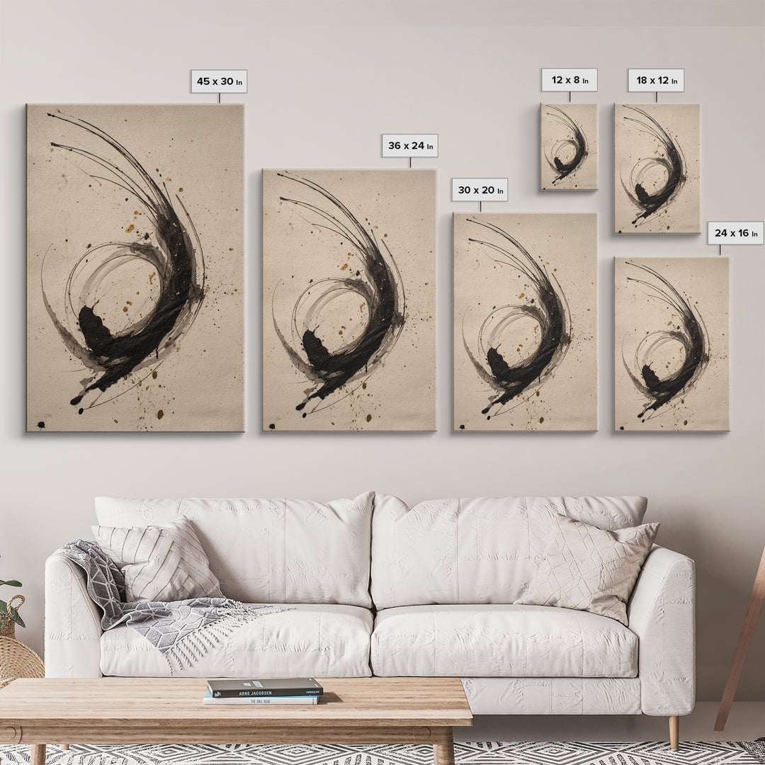 Large Sweeping Black Ink Gesture Like a Canvas Print, Calligraphy Art, Wall Art Print, Living Room Decor, Fine Art, Script, CAL-2x3-81