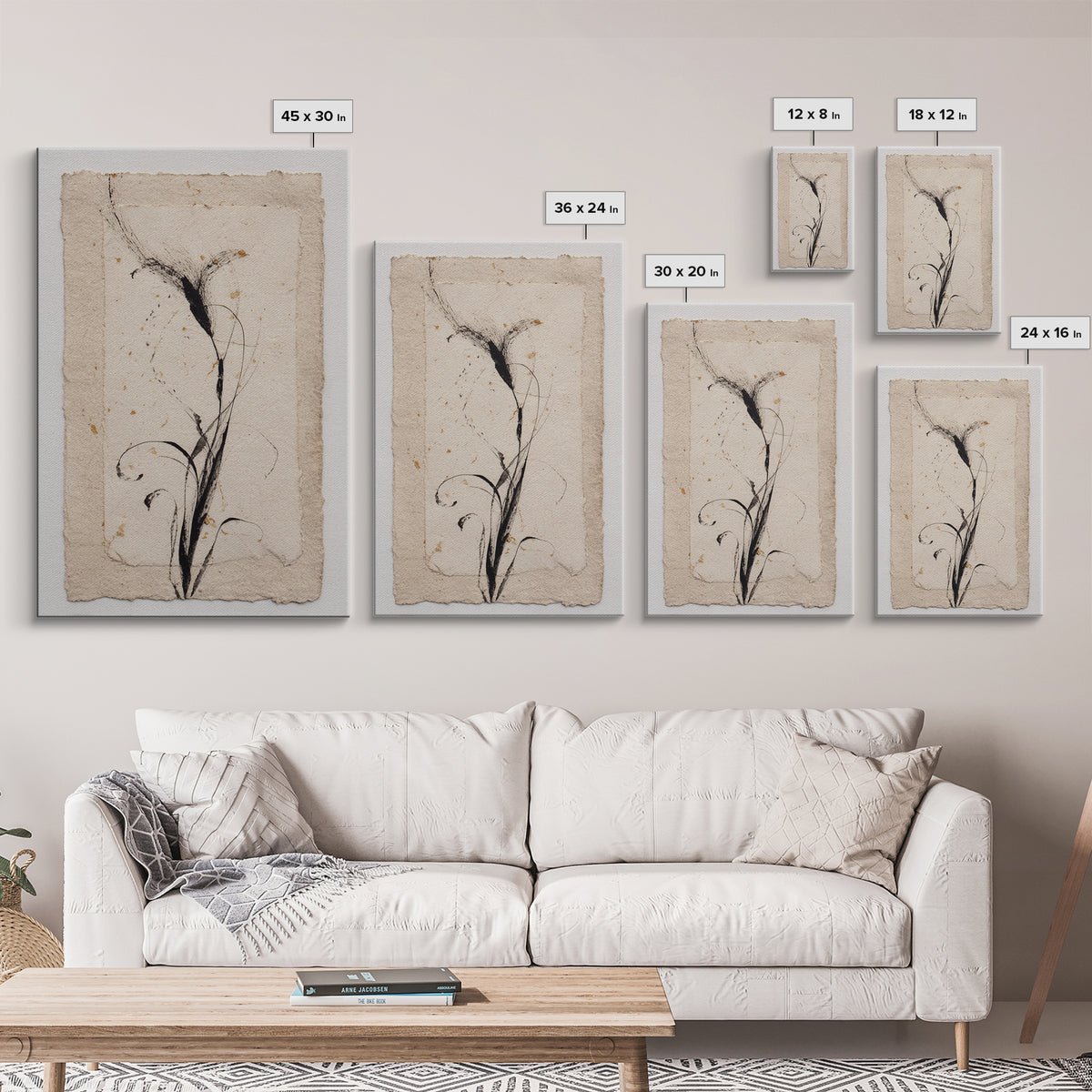 Single Elegant Flourish Shaped Like a Flower Canvas Print, Calligraphy Art, Unique Wall Art, Living Room Decor, Script, CAL-2x3-85