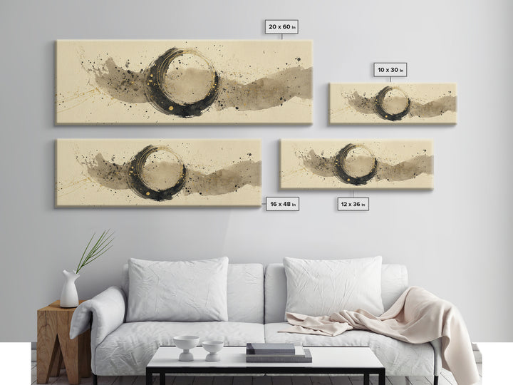Crescent Moon Made from Elegant Ink Swashes Canvas Print, Calligraphy Art, Digital Print, Living Room Decor, Fine Art, Script, CAL-3x1-13