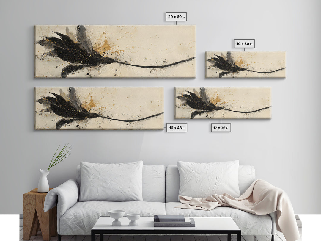 Single Elegant Flourish Shaped Like a Flower Canvas Print, Calligraphy Art, Bedroom Wall Decor, Living Room Decor, Script, CAL-3x1-21