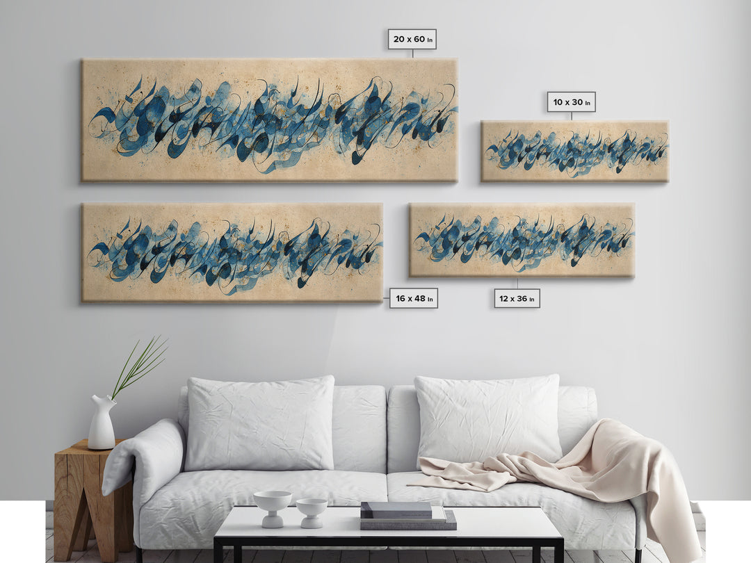 Modern Calligraphy Wave Canvas Print, Calligraphy Art, Digital Print, Living Room Decor, Fine Art, Script, Wall Art Printable, CAL-3x1-50