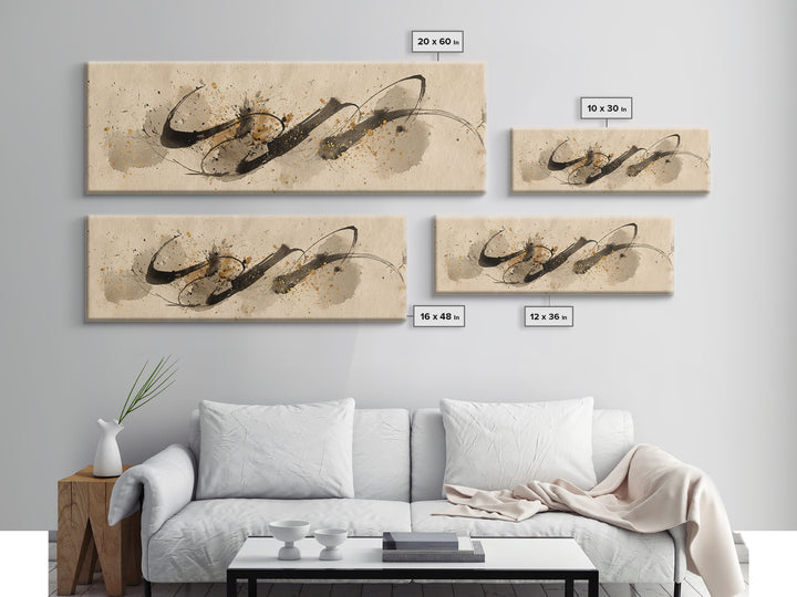 Romantic Handwritten Marks Without Readable Words Canvas Print, Calligraphy Art, Digital Print, Living Room Decor, Script, CAL-3x1-79