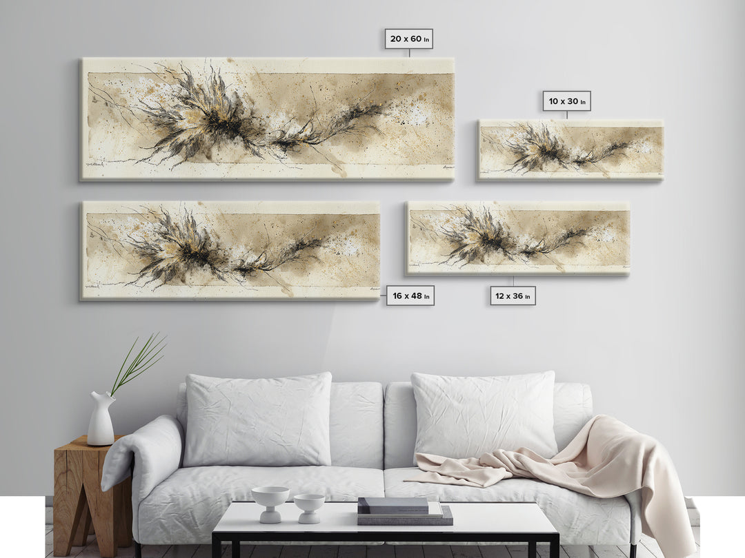 Single Elegant Flourish Shaped Like a Flower Canvas Print, Calligraphy Art, Spiritual Wall Art, Living Room Decor, Oil Painting, CAL-3x1-93