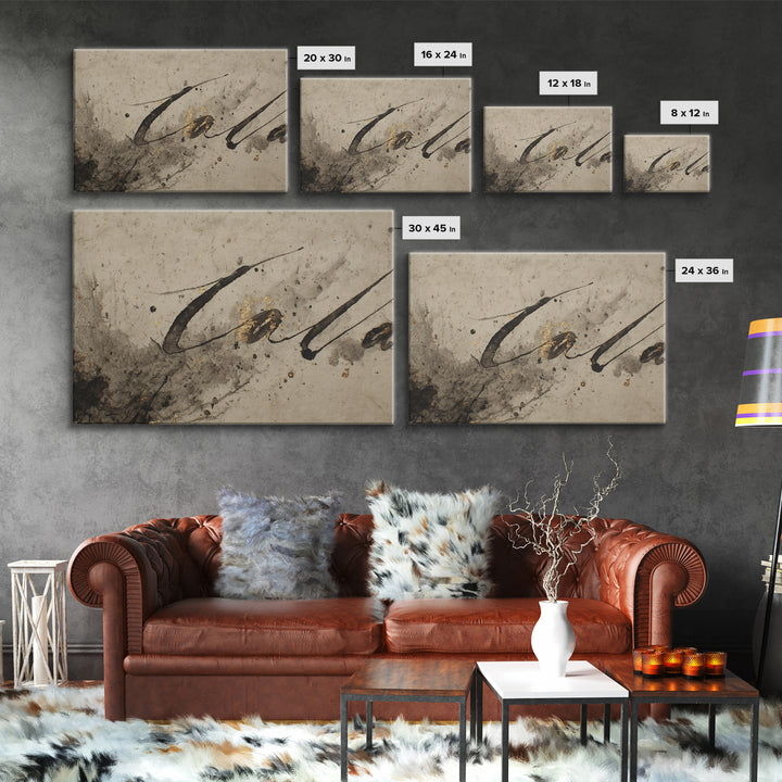 Expressive Musical Rhythm Painted as Ink Strokes Canvas Print, Calligraphy Art, Fine Art Print, Living Room Decor, Script, CAL-3x2-100