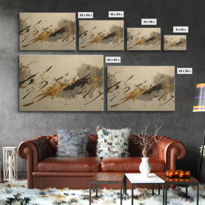 Romantic Handwritten Marks Without Readable Words Canvas Print, Calligraphy Art, Quote Wall Art, Living Room Decor, Script, CAL-3x2-43