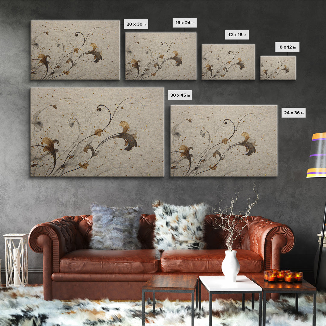 Floral Vine Created from Graceful Script Like Canvas Print, Calligraphy Art, Digital Print, Living Room Decor, Script, CAL-3x2-63