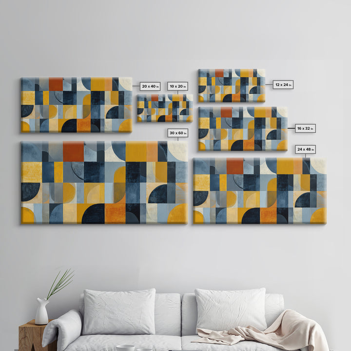 Checkerboard Blocks with Painterly Edges Framed Canvas Print, Color Block Art, Wall Art, Living Room Decor, Oil Painting, CBA-2x1-35