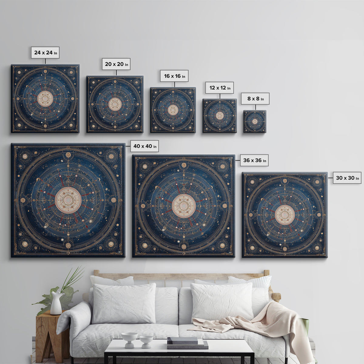 Glowing Planet with Rings and Tiny Moons Canvas Print, Celestial Art, Colorful Wall Art, Living Room Decor, Oil Painting, CEL-1x1-30