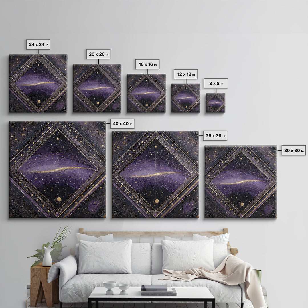 Dreamlike Comet Crossing a Violet Sky Canvas Print, Celestial Art, Whimsical Art, Living Room Decor, Fine Art, Celestial, CEL-1x1-60