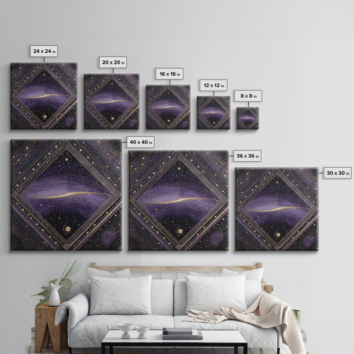 Dreamlike Comet Crossing a Violet Sky Canvas Print, Celestial Art, Whimsical Art, Living Room Decor, Fine Art, Celestial, CEL-1x1-60