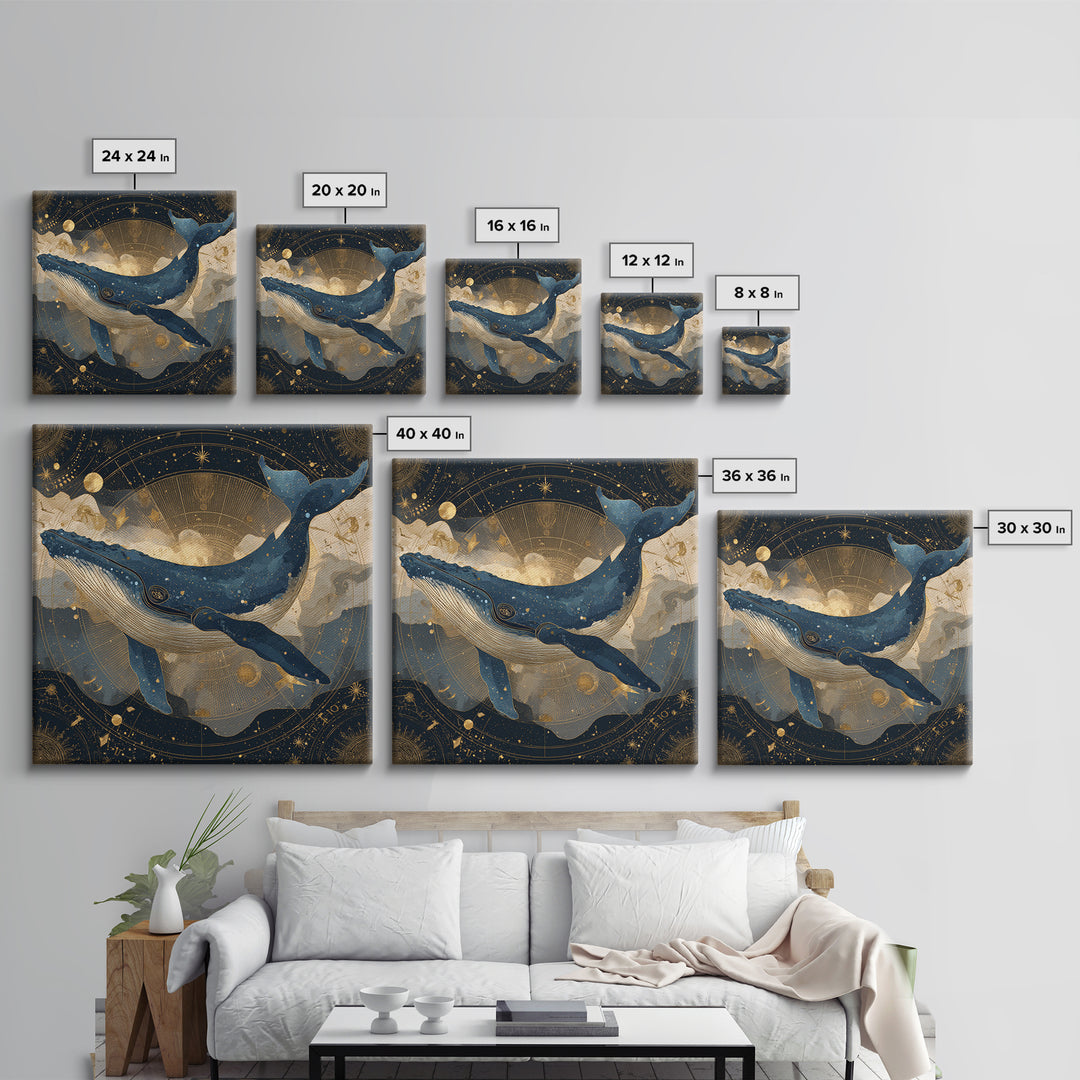Cosmic Whale Swimming Through a Star Field Canvas Print, Celestial Art, Modern Decor, Living Room Decor, Fine Art, Celestial, CEL-1x1-77