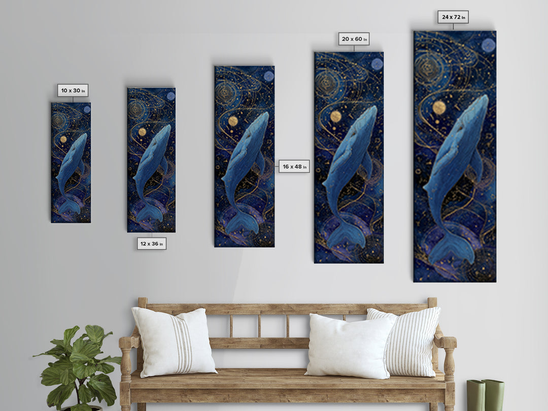 Cosmic Whale Swimming Through a Star Field Canvas Print, Celestial Art, Modern Decor, Living Room Decor, Fine Art, Celestial, CEL-1x3-17
