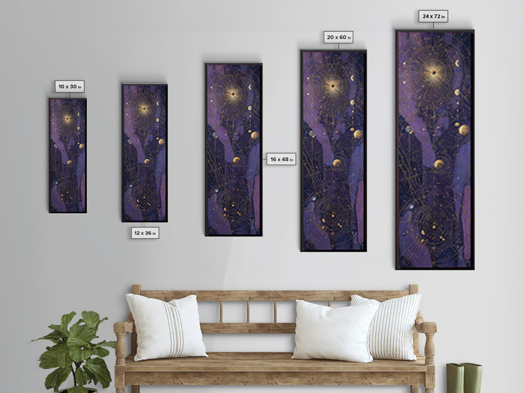 Twelve Small Moons Arranged as Elegant Pattern Canvas Print, Celestial Art, Living Room Decor, Abstract Art, Celestial, CEL-1x3-60