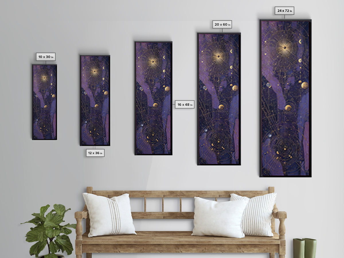 Twelve Small Moons Arranged as Elegant Pattern Canvas Print, Celestial Art, Living Room Decor, Abstract Art, Celestial, CEL-1x3-60