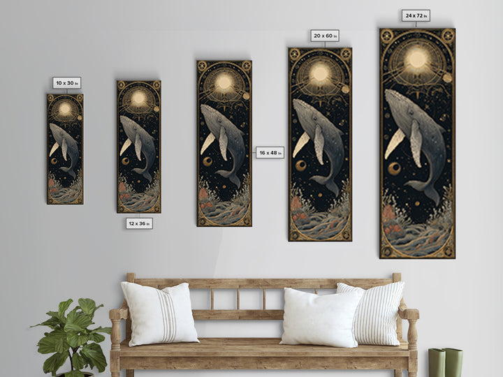 Cosmic Whale Swimming Through a Star Field Canvas Print, Celestial Art, Fine Art Print, Living Room Decor, Fine Art, Celestial, CEL-1x3-65