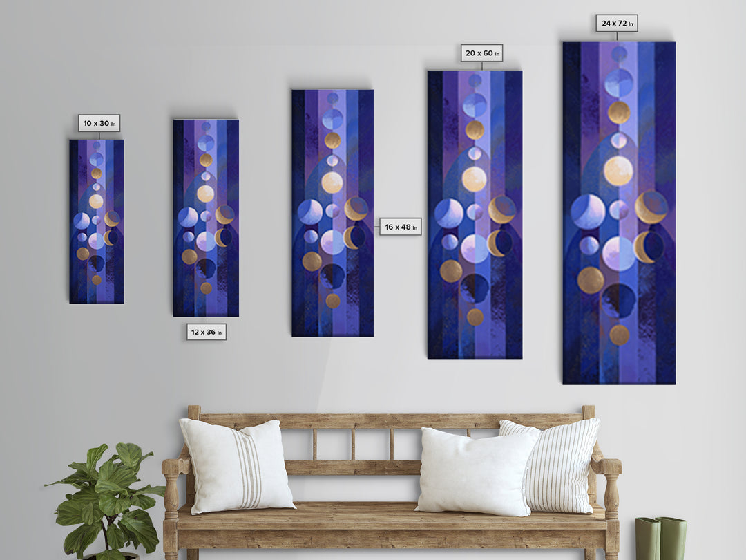 Twelve Small Moons Arranged as Elegant Pattern Framed Canvas Print, Celestial Art, Wall Art, Living Room Decor, Celestial, CEL-1x3-84