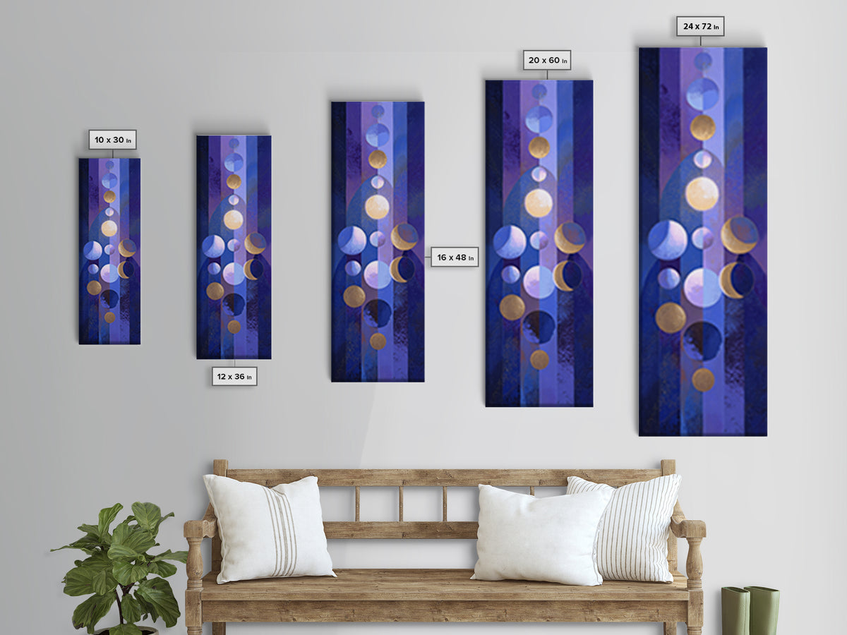 Twelve Small Moons Arranged as Elegant Pattern Framed Canvas Print, Celestial Art, Wall Art, Living Room Decor, Celestial, CEL-1x3-84