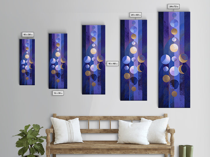 Twelve Small Moons Arranged as Elegant Pattern Framed Canvas Print, Celestial Art, Wall Art, Living Room Decor, Celestial, CEL-1x3-84