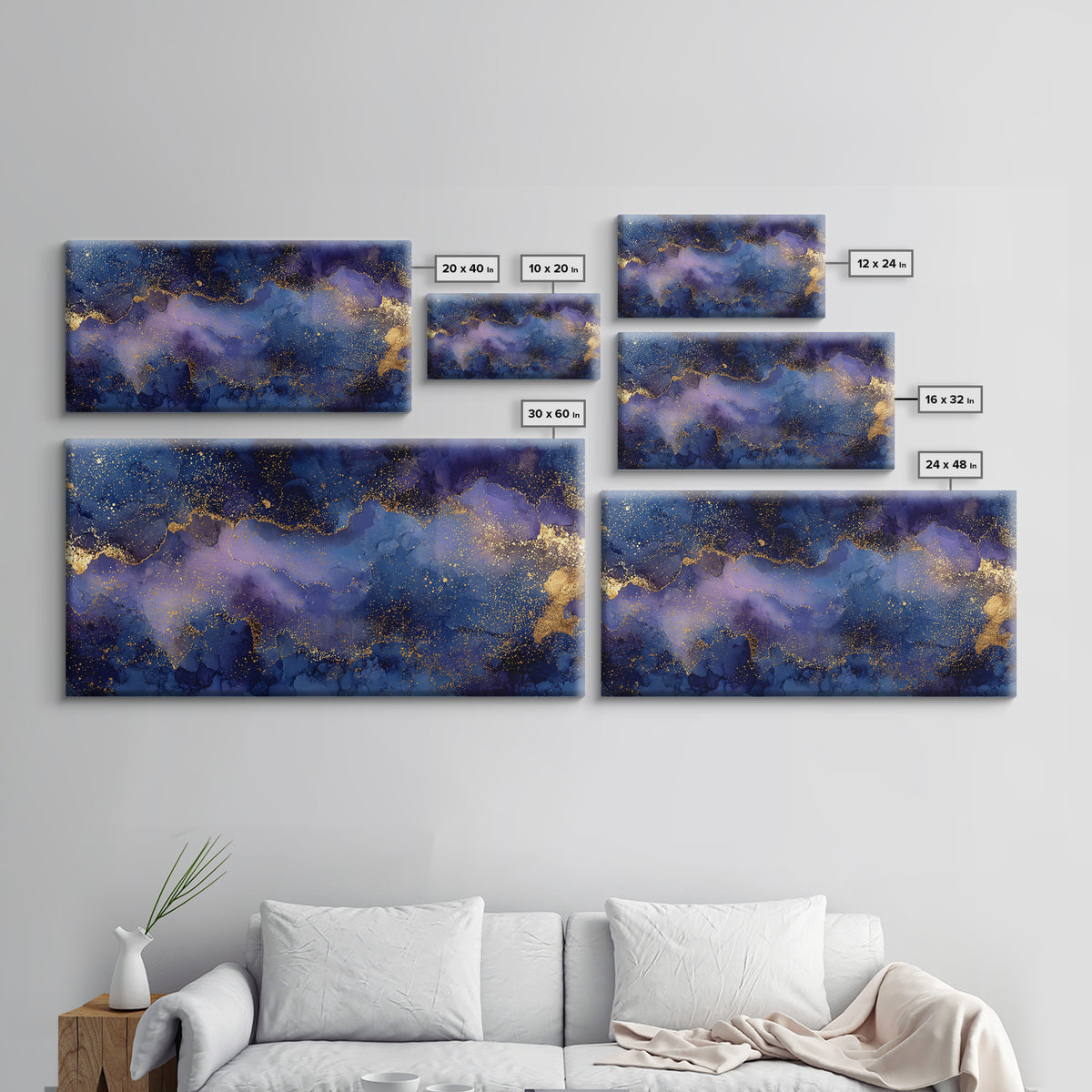 Gold Constellation Map on Deep Navy Texture Canvas Print, Celestial Art, Retro Wall Art, Living Room Decor, Fine Art, Celestial, CEL-2x1-76