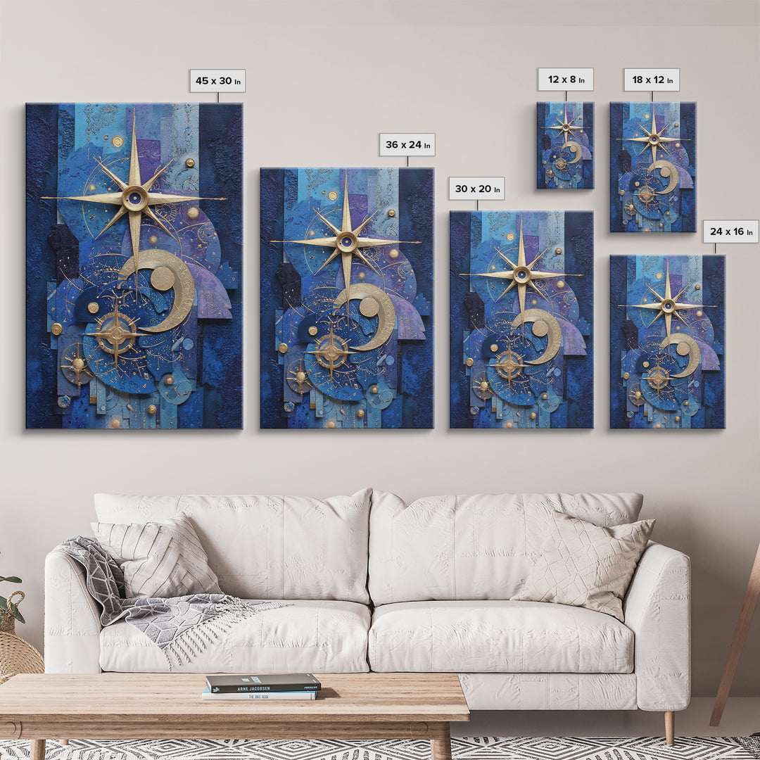 Blue Star Map Framed Canvas Print, Celestial Art, Wall Decor, Living Room Decor, Fine Art, Celestial, Contemporary Art, CEL-2x3-6