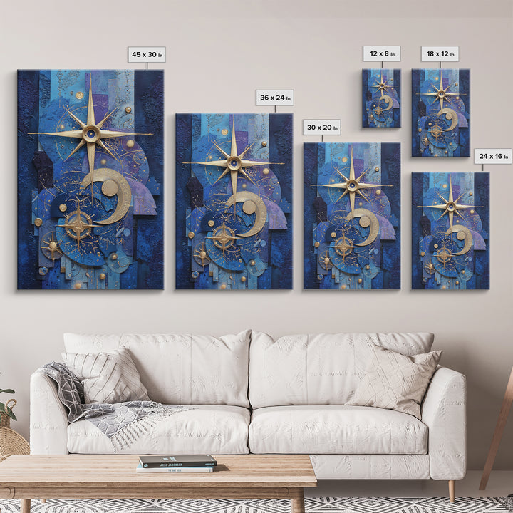 Blue Star Map Framed Canvas Print, Celestial Art, Wall Decor, Living Room Decor, Fine Art, Celestial, Contemporary Art, CEL-2x3-6