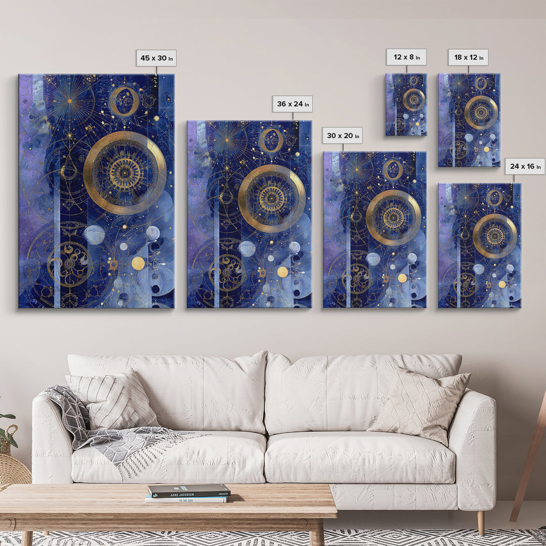 Blue Star Map Framed Canvas Print, Celestial Art, Minimalist Decor, Living Room Decor, Fine Art, Celestial, Boho Wall Art, CEL-2x3-78