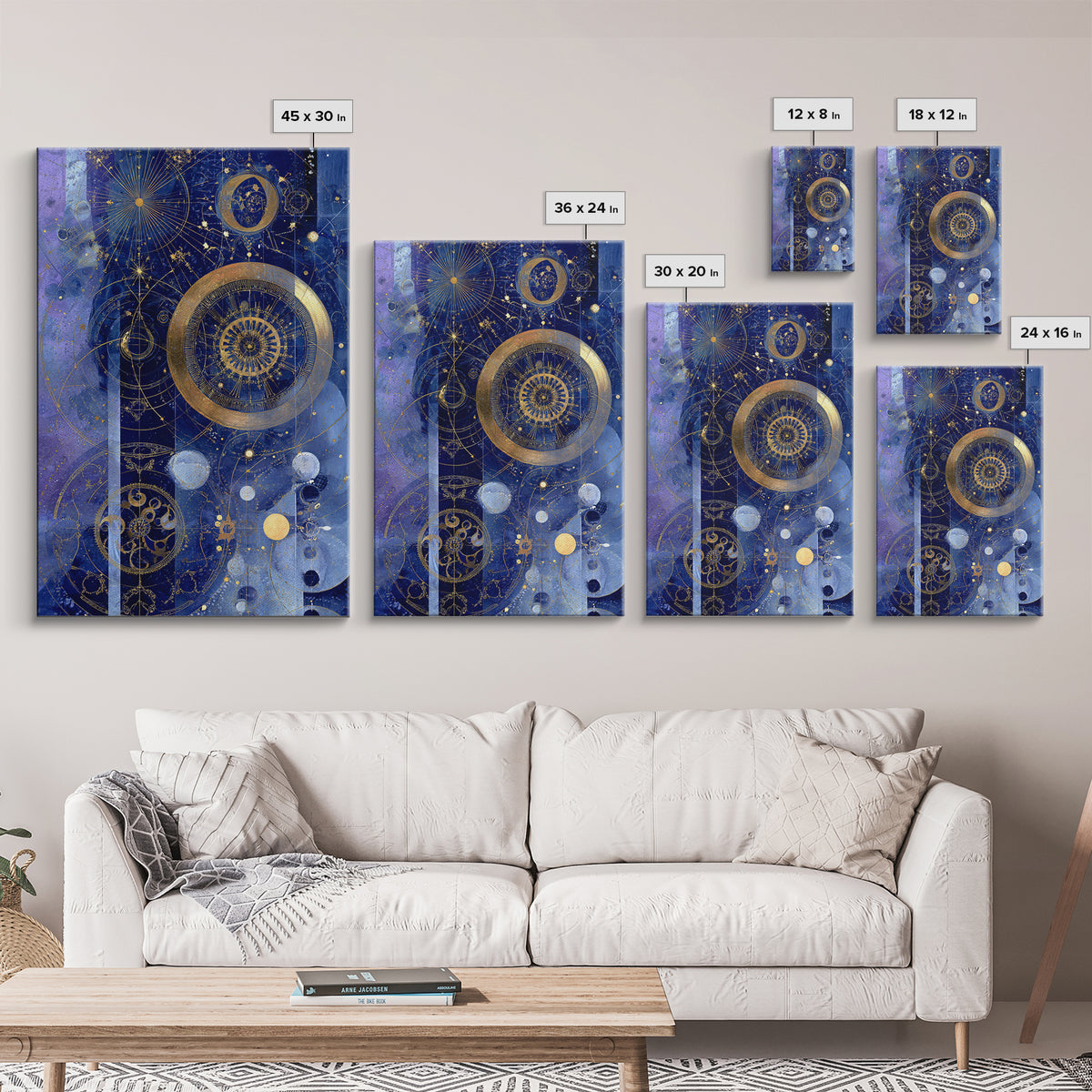 Blue Star Map Framed Canvas Print, Celestial Art, Minimalist Decor, Living Room Decor, Fine Art, Celestial, Boho Wall Art, CEL-2x3-78