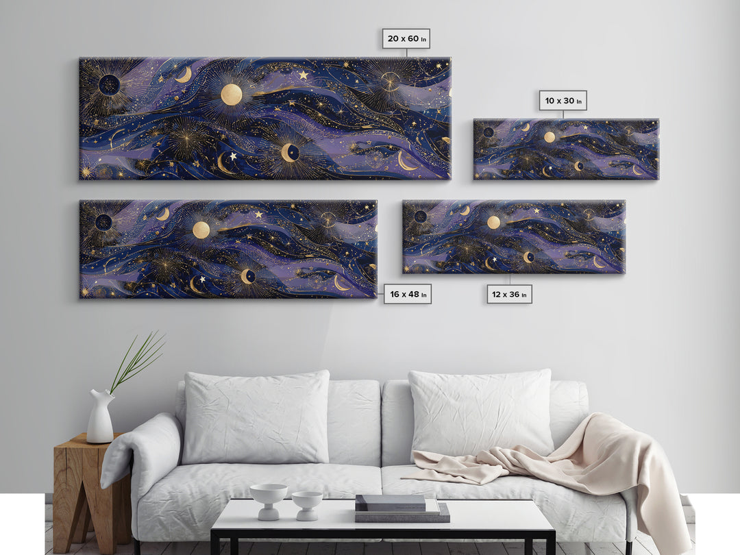Twelve Small Moons Arranged as Elegant Pattern Canvas Print, Celestial Art, Downloadable Prints, Living Room Decor, Celestial, CEL-3x1-16