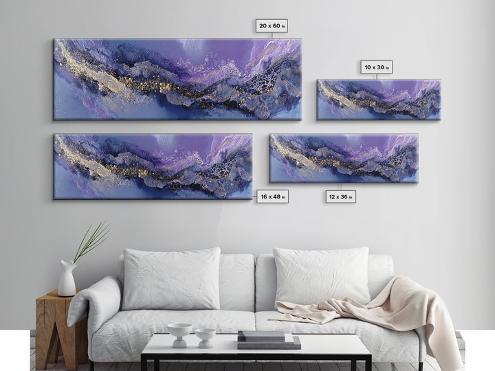 Dreamlike Comet Crossing a Violet Sky Framed Canvas Print, Celestial Art, Space Art, Living Room Decor, Oil Painting, Celestial, CEL-3x1-28