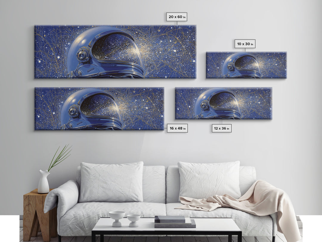 Astronaut Helmet Reflecting a Field of Stars Canvas Print, Celestial Art, Fine Art Print, Living Room Decor, Abstract Art, CEL-3x1-31