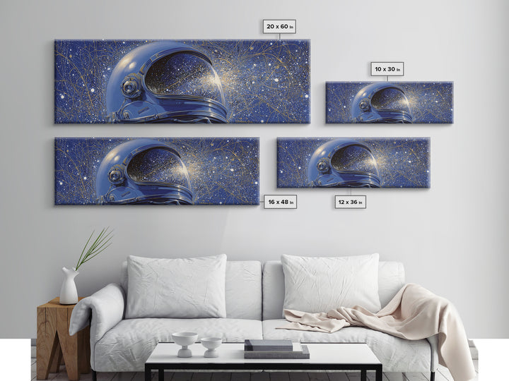 Astronaut Helmet Reflecting a Field of Stars Canvas Print, Celestial Art, Fine Art Print, Living Room Decor, Abstract Art, CEL-3x1-31