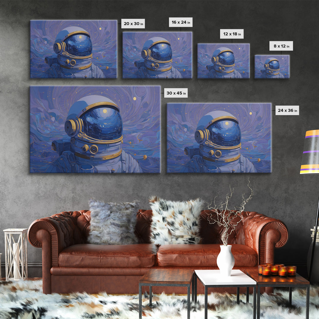 Astronaut Helmet Reflecting a Field of Stars Canvas Print, Celestial Art, Fine Art Print, Living Room Decor, Celestial, CEL-3x2-91