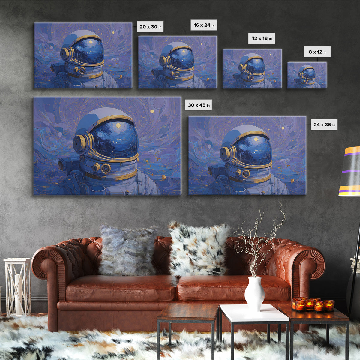Astronaut Helmet Reflecting a Field of Stars Canvas Print, Celestial Art, Fine Art Print, Living Room Decor, Celestial, CEL-3x2-91