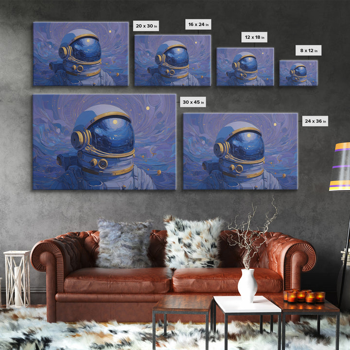 Astronaut Helmet Reflecting a Field of Stars Canvas Print, Celestial Art, Fine Art Print, Living Room Decor, Celestial, CEL-3x2-91