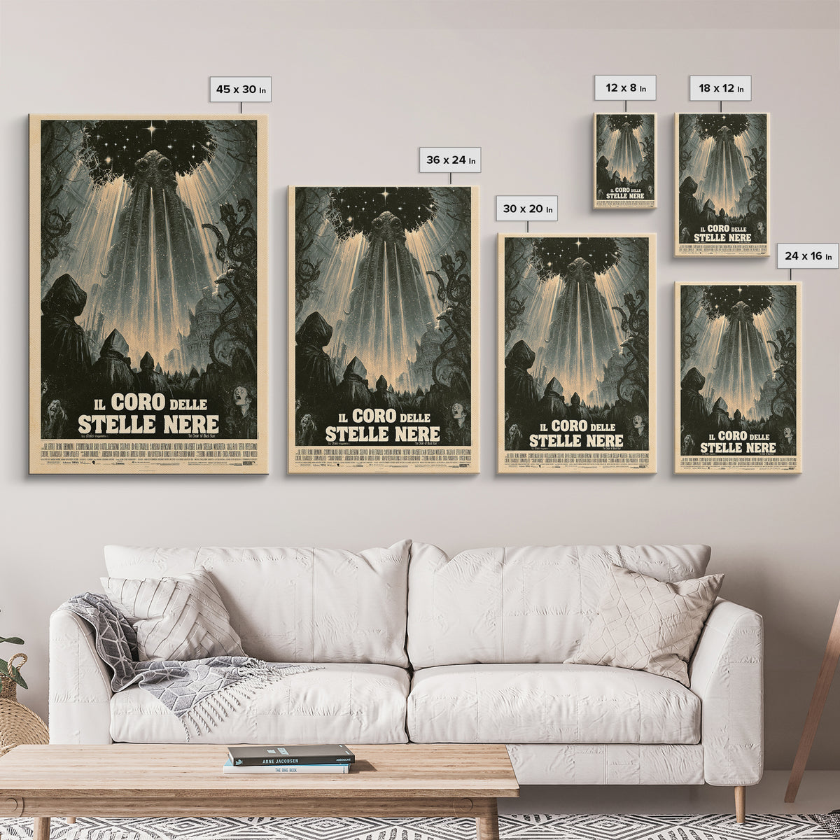 The Choir Of Black Stars, Italian Language Horror Movie Poster, 1970s Horror Art, Eldritch Cinema Wall Art, Framed Canvas Print