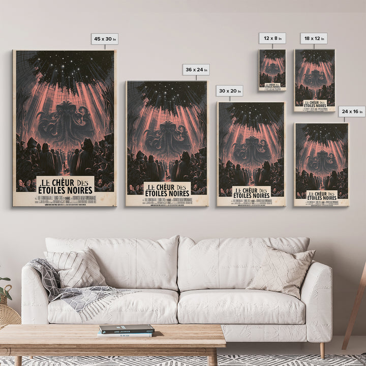 The Choir Of Black Stars, French Language Horror Movie Poster, 1960s Horror Art, Lovecraftian Horror Poster, Framed Canvas Print