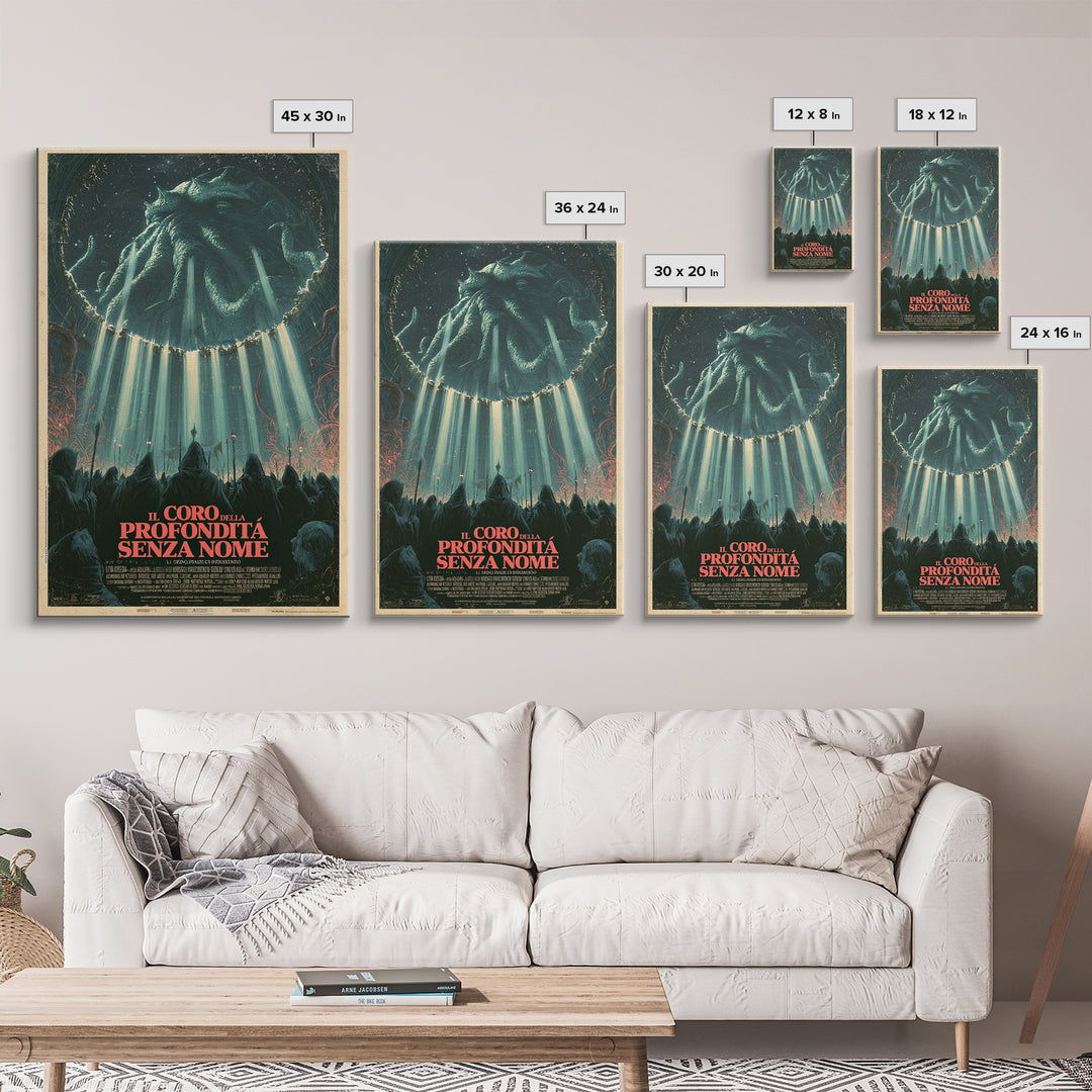 The Choir Of The Nameless Deep, Italian Language Horror Movie Poster, 1970s Horror Art, Eldritch Cinema Wall Art, Framed Canvas Print
