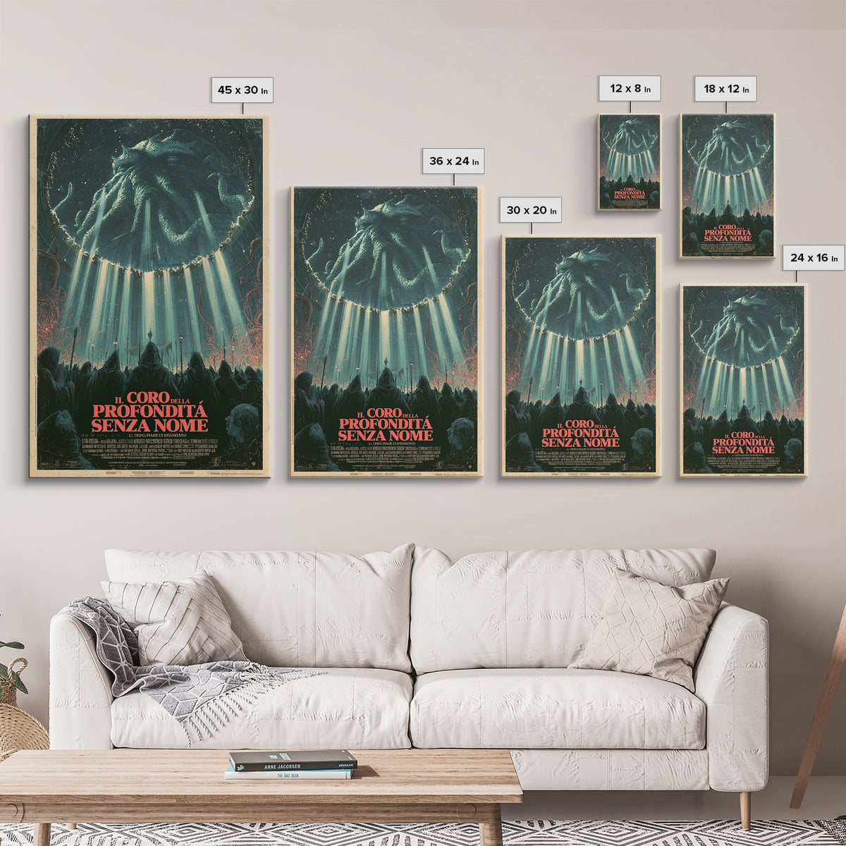 The Choir Of The Nameless Deep, Italian Language Horror Movie Poster, 1970s Horror Art, Eldritch Cinema Wall Art, Framed Canvas Print