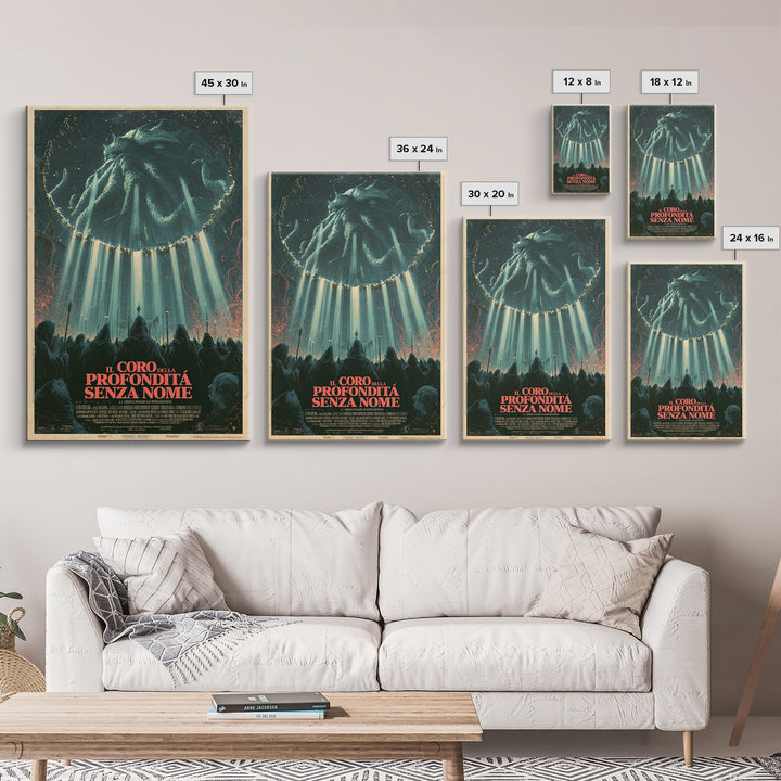The Choir Of The Nameless Deep, Italian Language Horror Movie Poster, 1970s Horror Art, Eldritch Cinema Wall Art, Framed Canvas Print