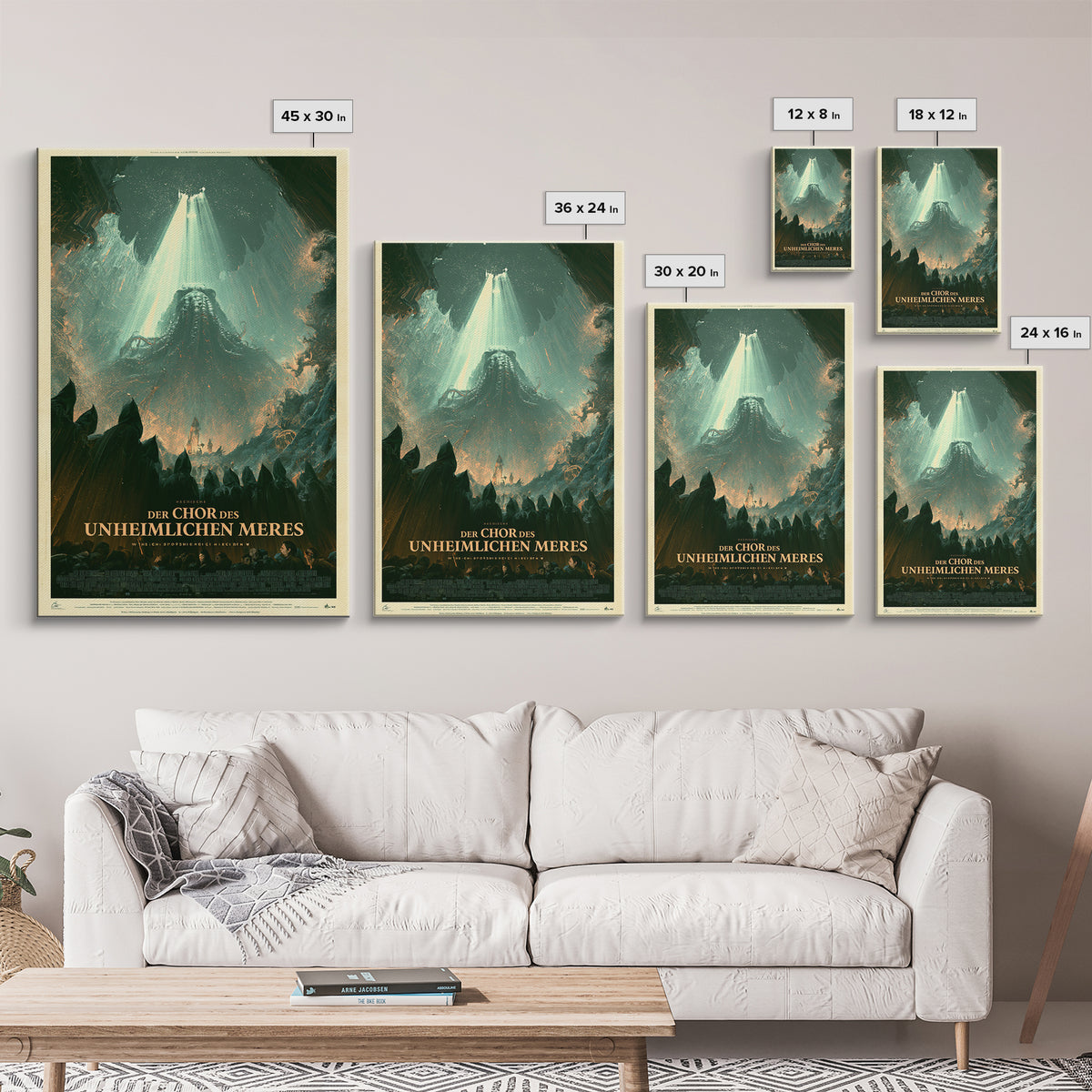 The Choir Of The Eldritch Sea, German Language Horror Movie Poster, 1960s Horror Art, Eldritch Cinema Wall Art, Framed Canvas Print