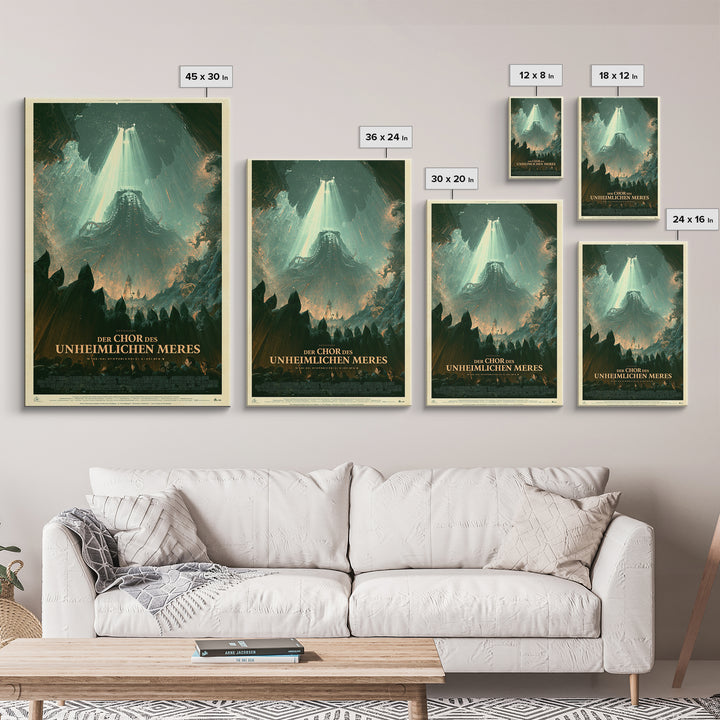 The Choir Of The Eldritch Sea, German Language Horror Movie Poster, 1960s Horror Art, Eldritch Cinema Wall Art, Framed Canvas Print