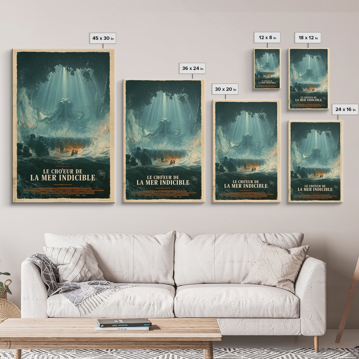 The Choir Of The Eldritch Sea, French Language Horror Movie Poster, 1960s Horror Art, Eldritch Cinema Wall Art, Framed Canvas Print