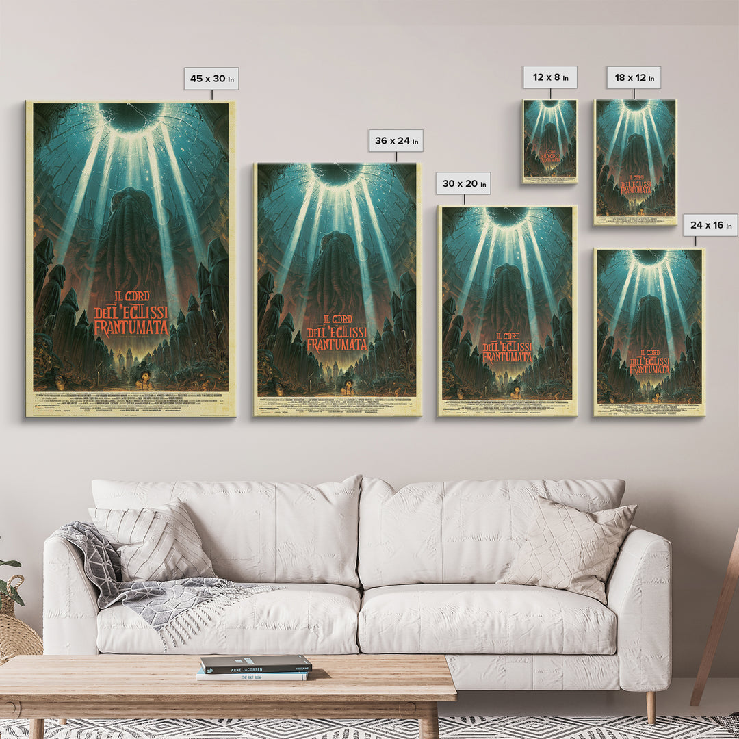 The Choir Of The Shattered Eclipse, Italian Language Horror Movie Poster, 1970s Horror Art, Lovecraftian Horror Poster, Framed Canvas Print