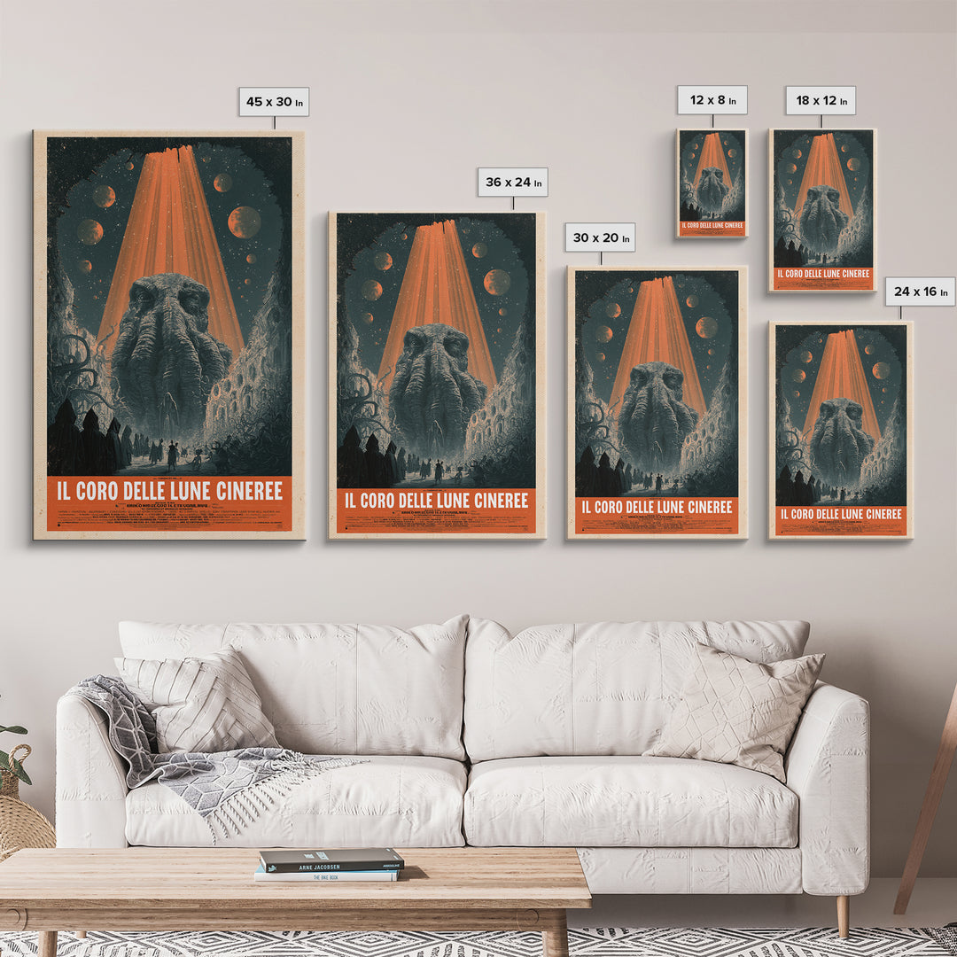 The Choir Of Ashen Moons, Italian Language Horror Movie Poster, 1970s Horror Art, Eldritch Cinema Wall Art, Framed Canvas Print