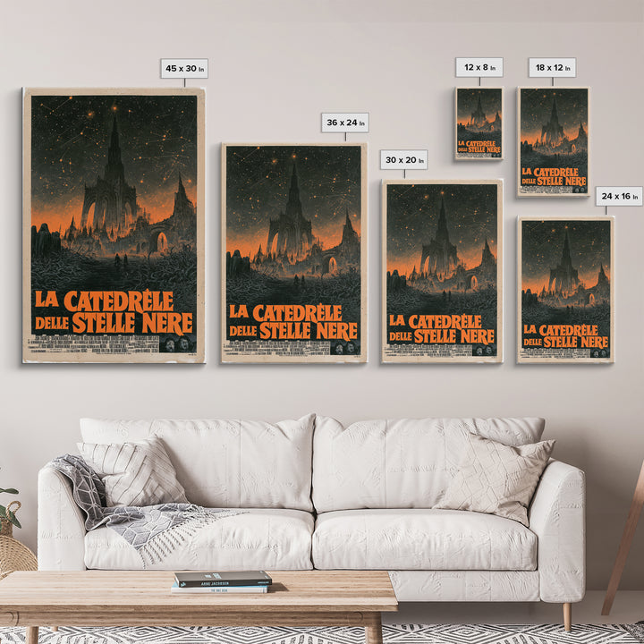 The Cathedral Of Black Stars, Italian Language Horror Movie Poster, 1970s Horror Art, Lovecraftian Horror Poster, Framed Canvas Print