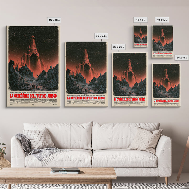 The Cathedral Of The Last Abyss, Italian Language Horror Movie Poster, 1970s Horror Art, Gothic Cinema Wall Art, Framed Canvas Print