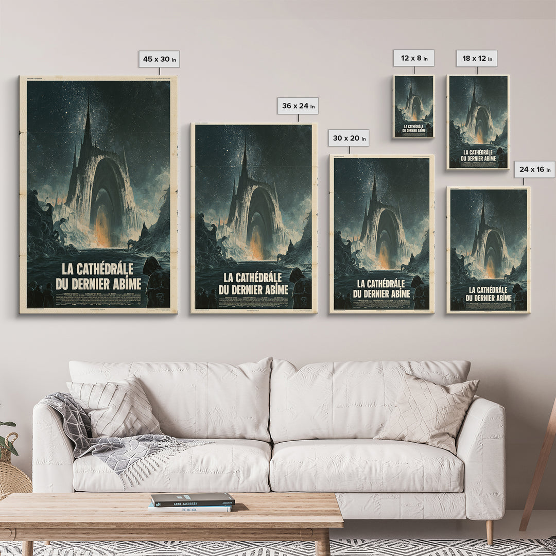 The Cathedral Of The Last Abyss, French Language Horror Movie Poster, 1960s Horror Art, Eldritch Cinema Wall Art, Framed Canvas Print