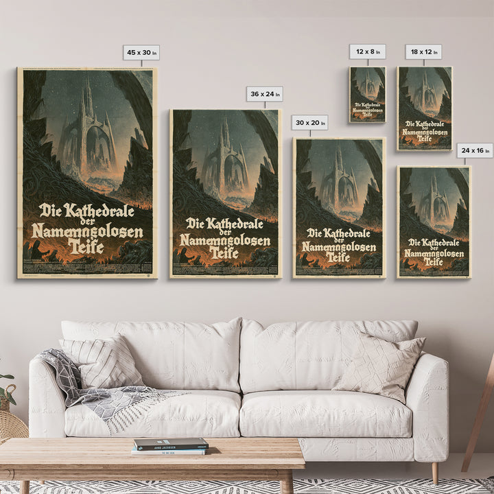The Cathedral Of The Nameless Deep, German Language Horror Movie Poster, 1960s Horror Art, Eldritch Cinema Wall Art, Framed Canvas Print