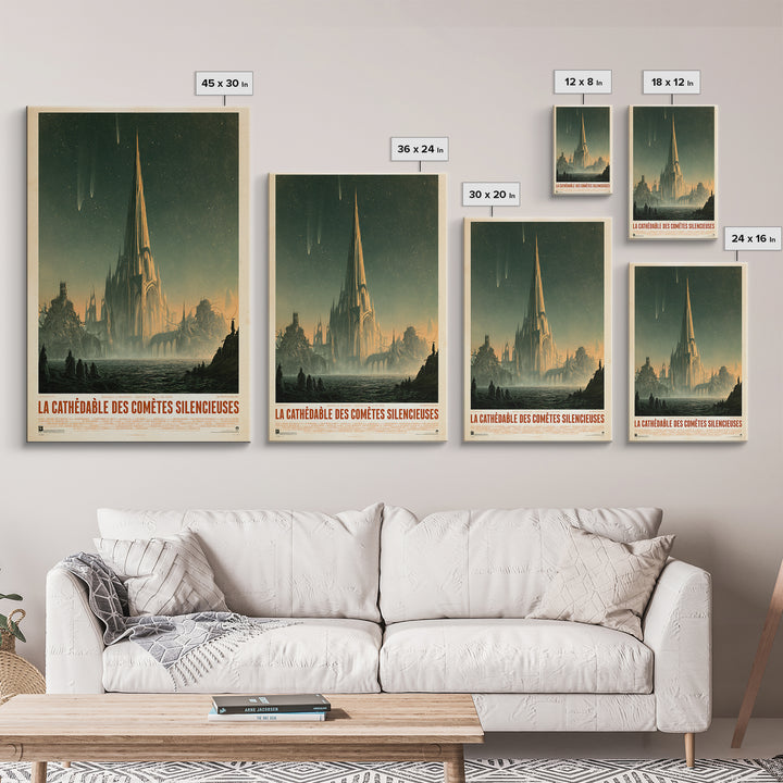 The Cathedral Of Silent Comets, French Language Horror Movie Poster, 1960s Horror Art, Cult Horror Poster, Framed Canvas Print