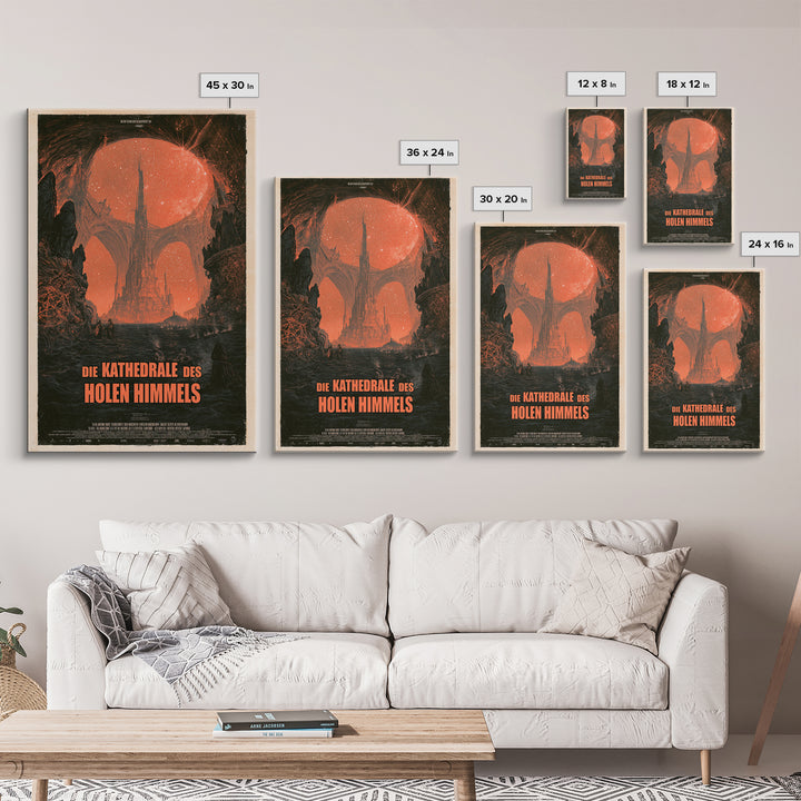 The Cathedral Of The Hollow Sky, German Language Horror Movie Poster, 1960s Horror Art, Eldritch Cinema Wall Art, Framed Canvas Print